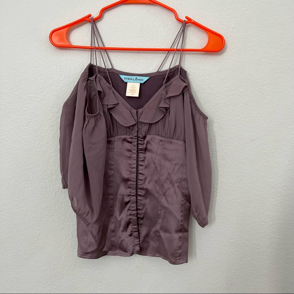 Guess by Marciano Purple Off the Shoulder Top
